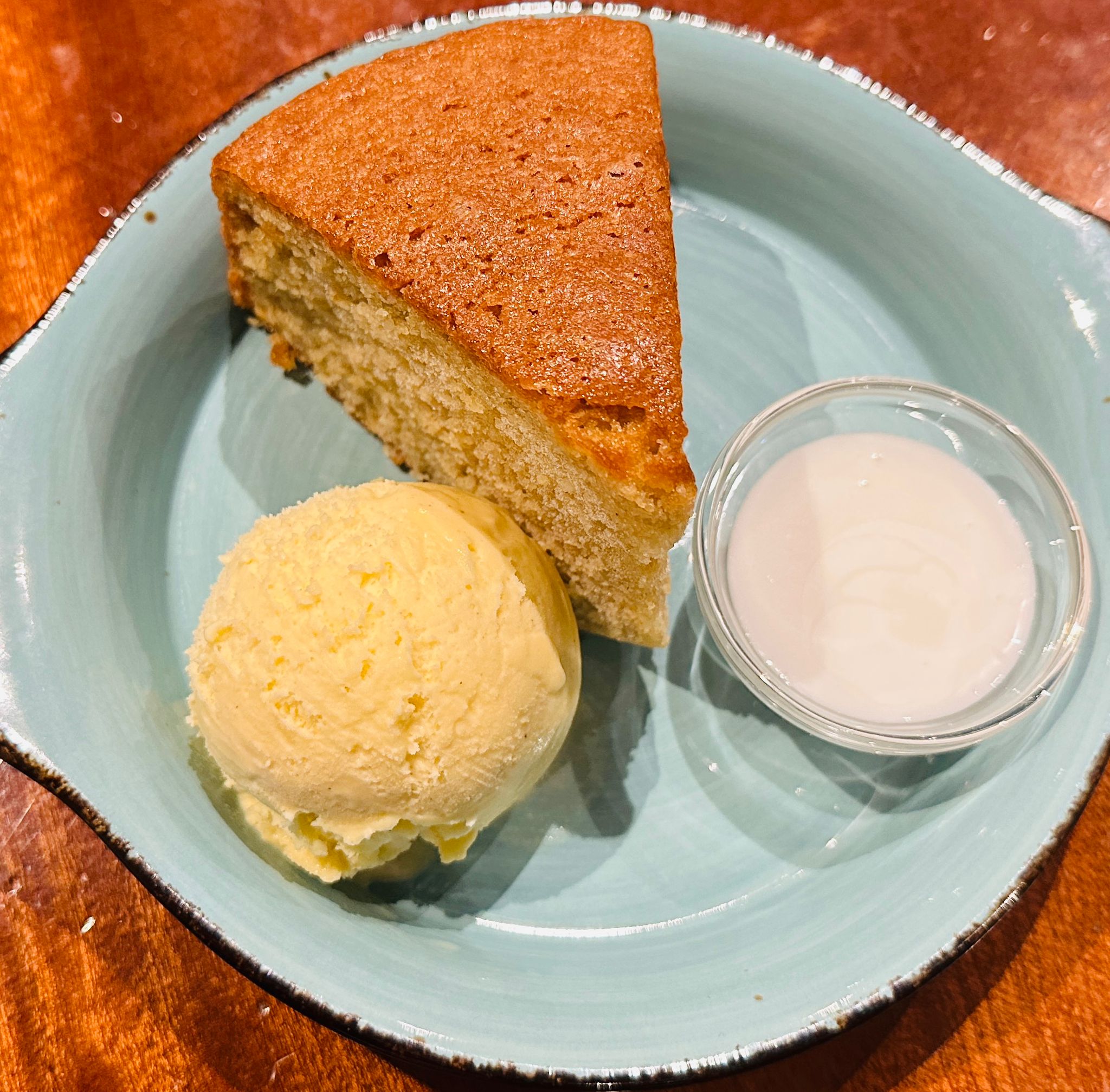 Thai traditional Coconut Cake, served with Ice Cream